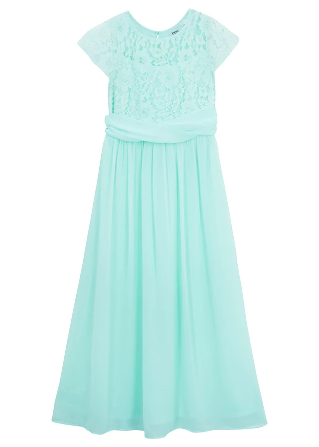 Chiffon jurk met kant, Kleur: pastelmint