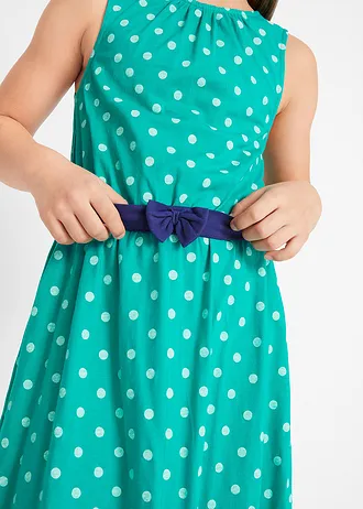 Rochie fete din jerse, bumbac organic • verde smarald punctat • magazin bonprix