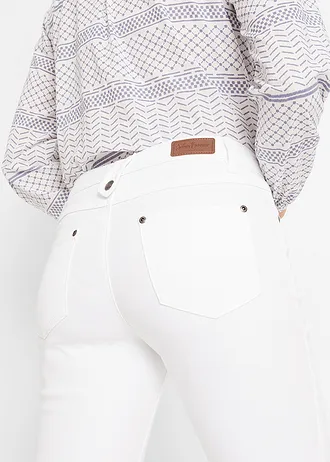 Slim Fit džíny Mid Waist, cropped • bílý kepr • bonprix obchod