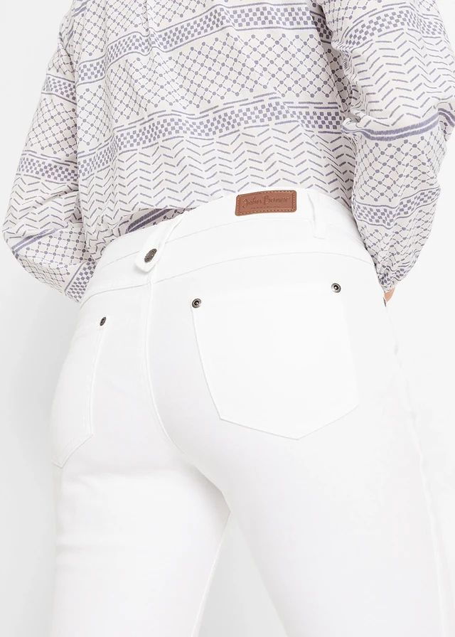 Slim fit mid waist jeans, cropped • wit twill • product-page.page-title-suffix
