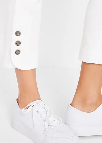 Slim Fit džíny Mid Waist, cropped • bílý kepr • bonprix obchod