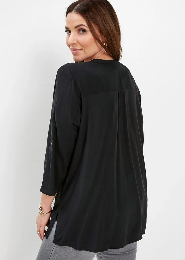 Blouse en viscose fluide, Couleur: noir
