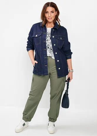 Cargo broek met stretch van katoen, Kleur: olijfgroen