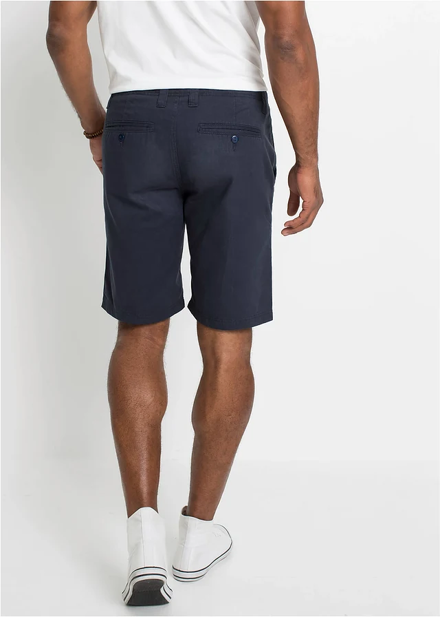 Bermudy chinosy, z czystej bawełny, regular fit • ciemnoniebieski • sklep bonprix