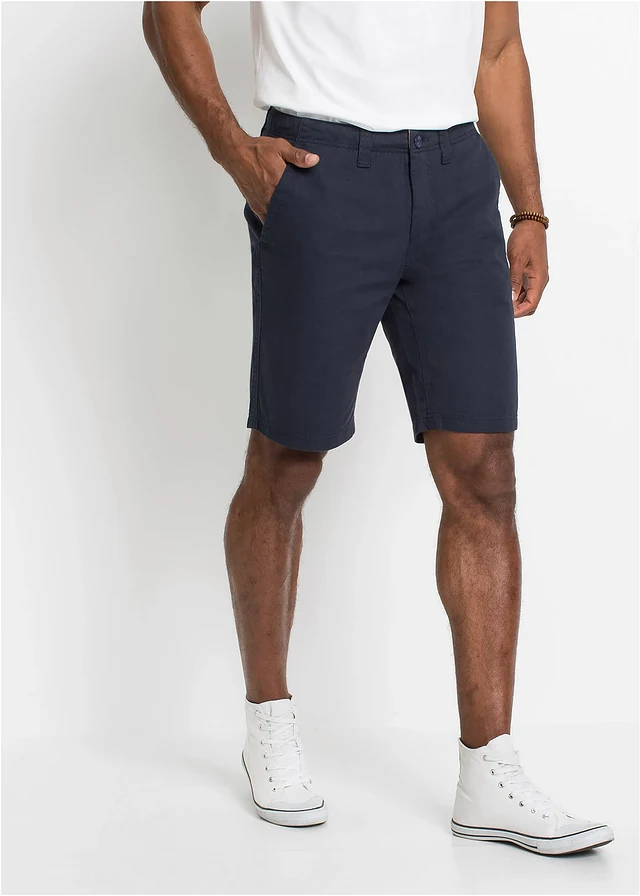 Bermudy chinosy, z czystej bawełny, regular fit • ciemnoniebieski • sklep bonprix