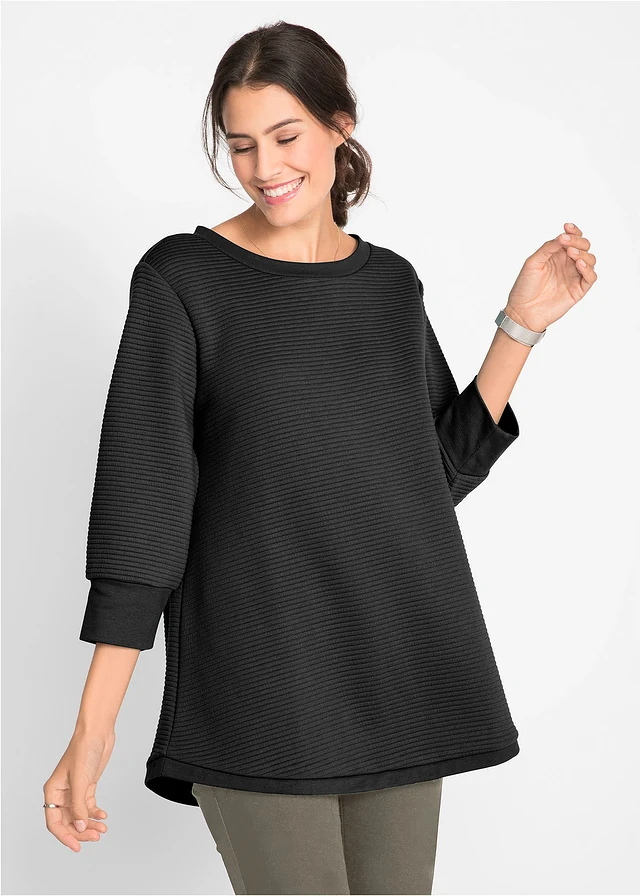 Sweat long avec viscose, Couleur: noir