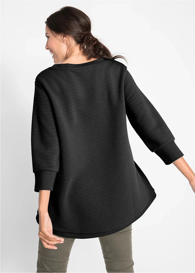 Sweat long avec viscose, Couleur: noir