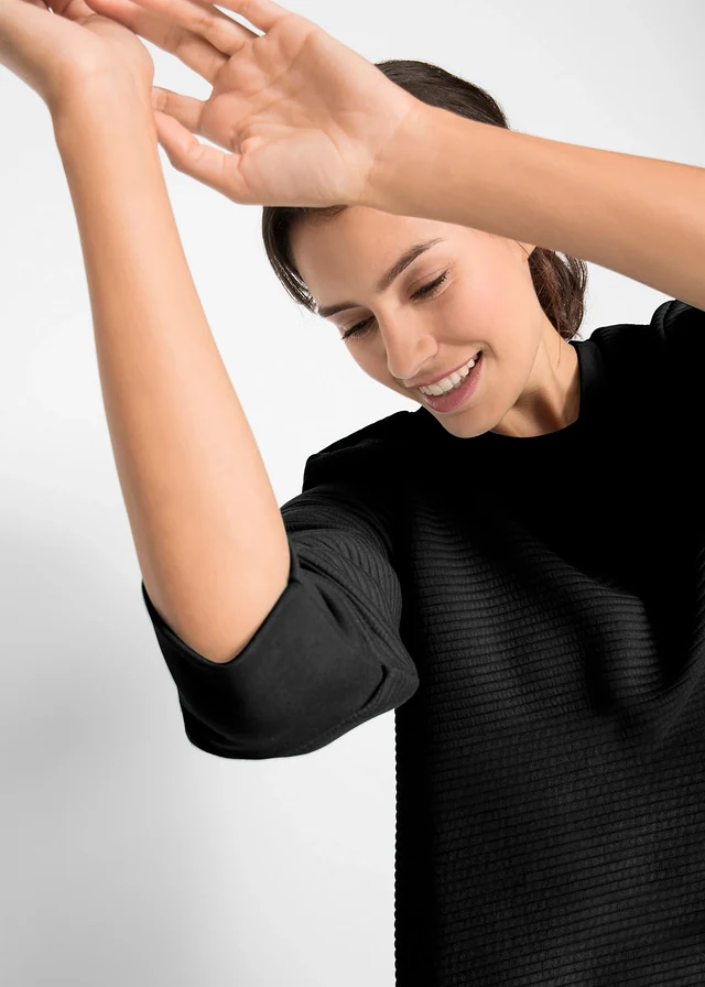 Lange sweater in A-lijn, 3/4 mouw • zwart • product-page.page-title-suffix
