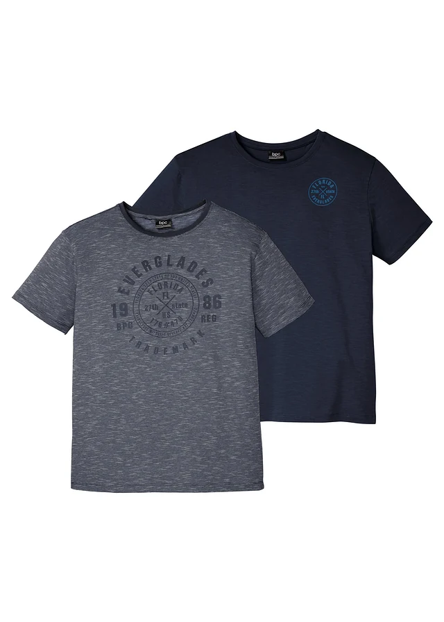 T-shirt (2 szt.) z czystej bawełny - Bonprix