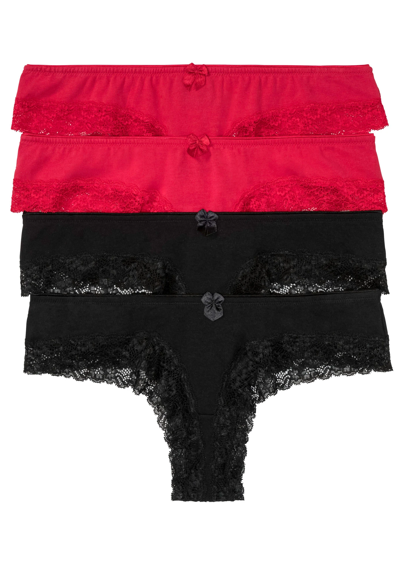 Brazilian slip (set van 4) • zwart+rood • bonprix online shop