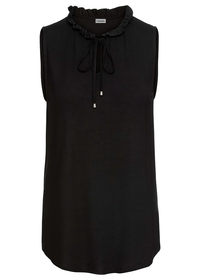 Top en viscose extensible, Couleur: noir