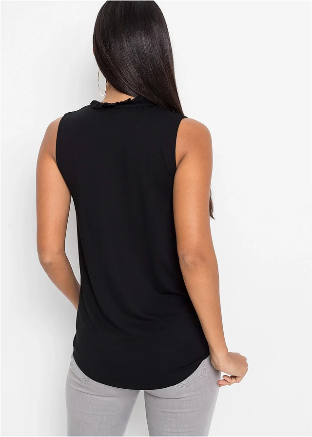 Top en viscose extensible, Couleur: noir