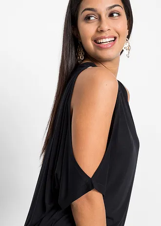 Tričko s odhalenými rameny, z viskózy • černá • bonprix obchod