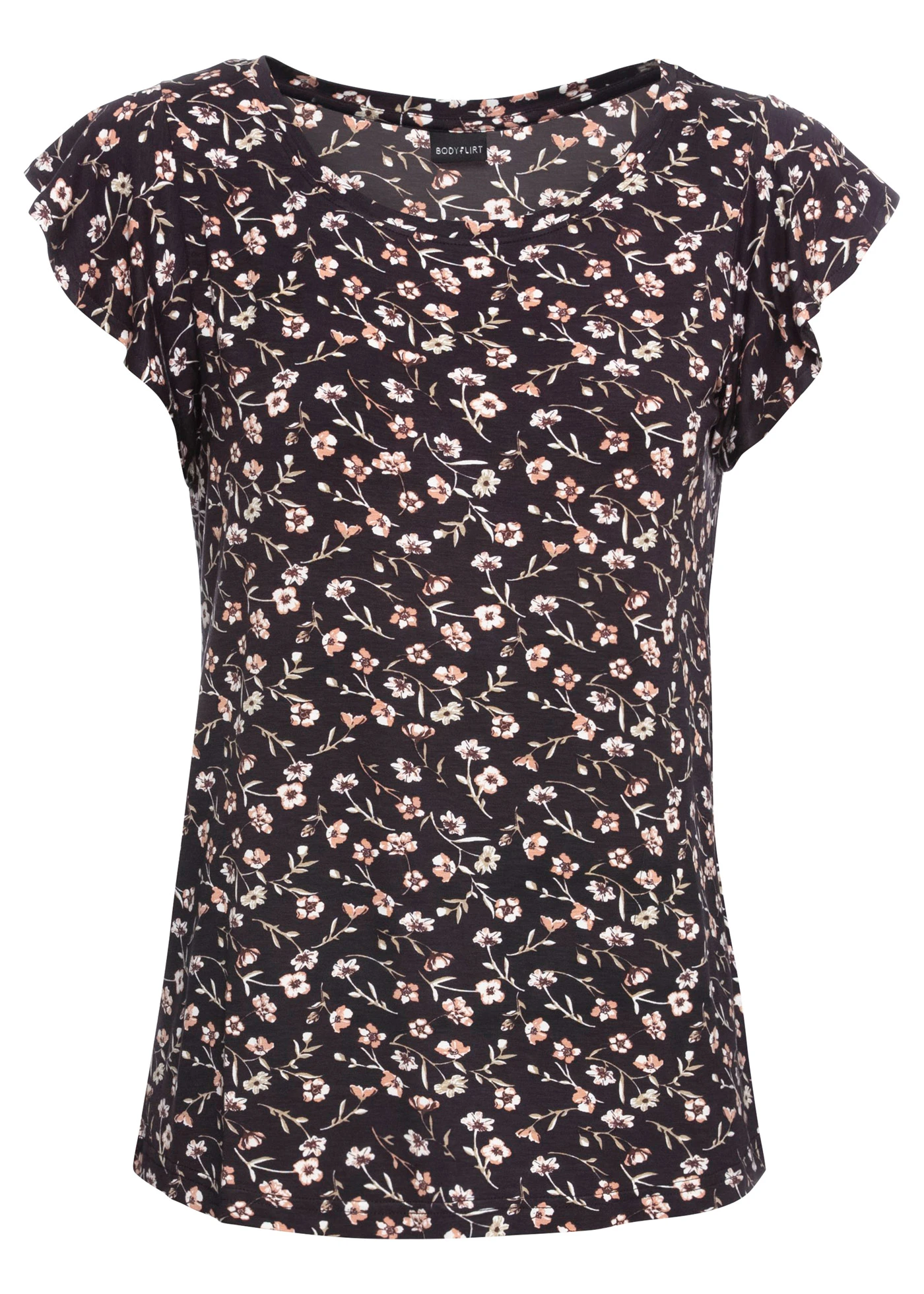 Shirt in een viscosemix • zwart gebloemd • bonprix online shop