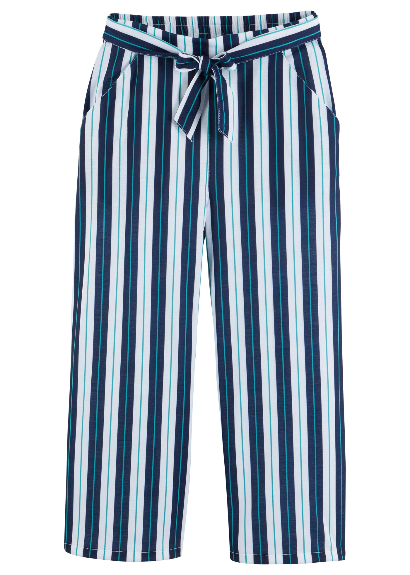 Palazzo broek met elastische band • donkerblauw/wit gestreept • bonprix online shop