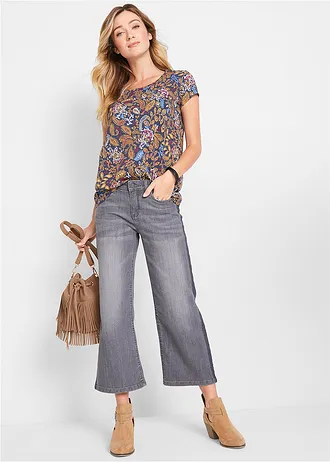 Katoenen shirt met print, korte mouw • donkerblauw met print • bonprix online shop