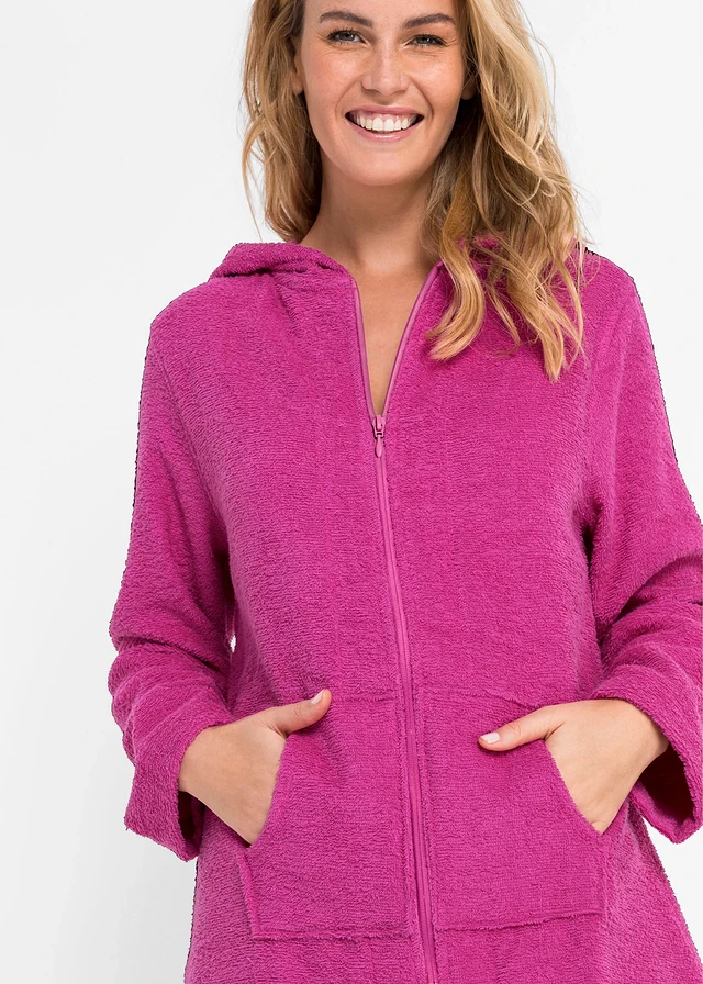 Peignoir en éponge de coton avec fermeture zippée • fuchsia • product-page.page-title-suffix