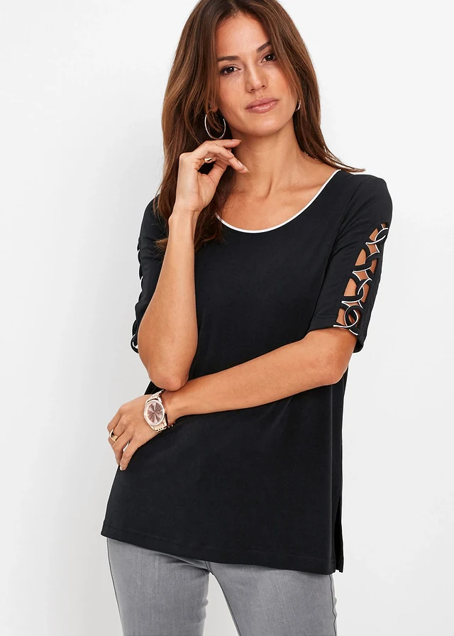 T-shirt, Couleur: noir / blanc