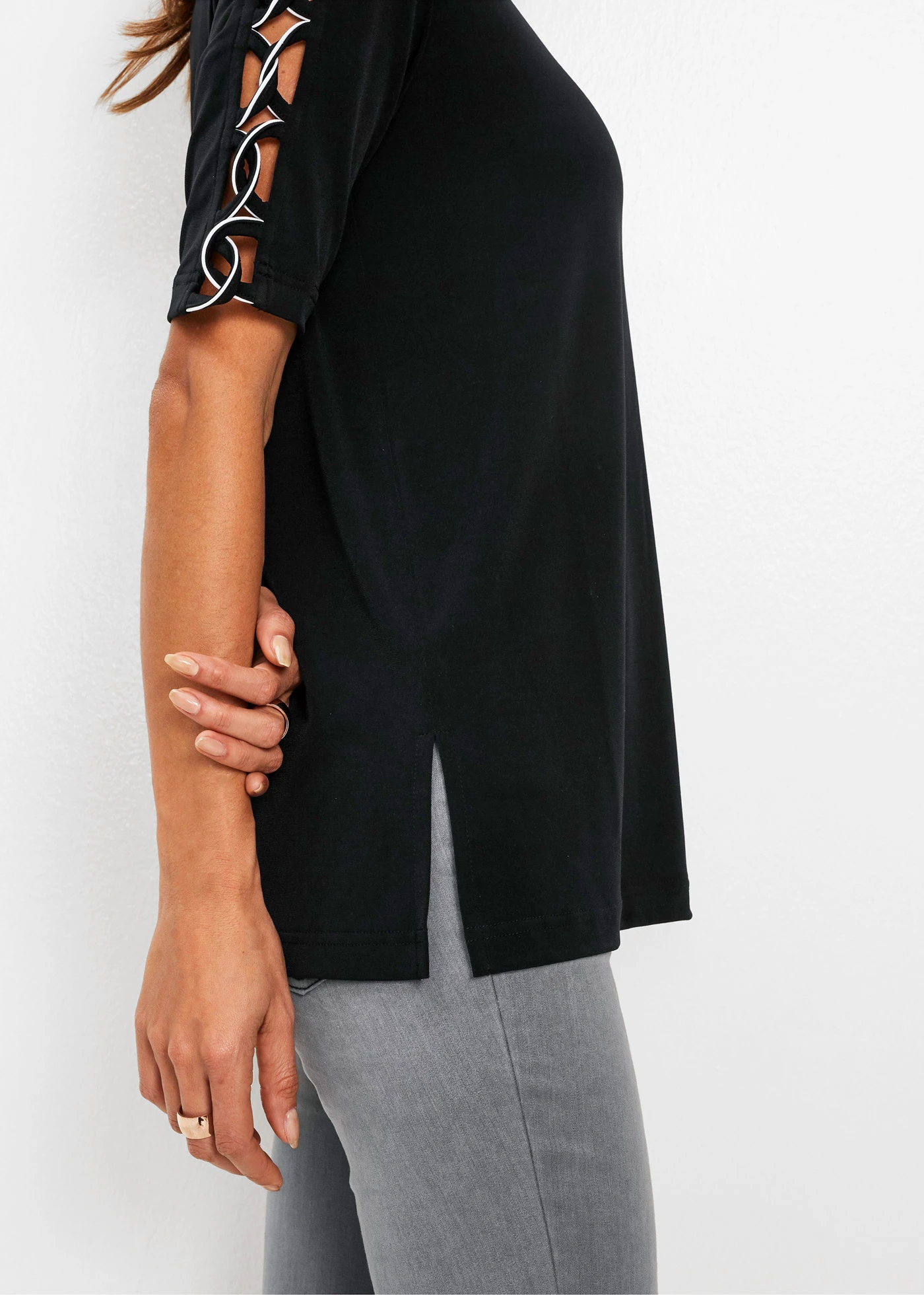 Bluză • negru/alb • magazin bonprix