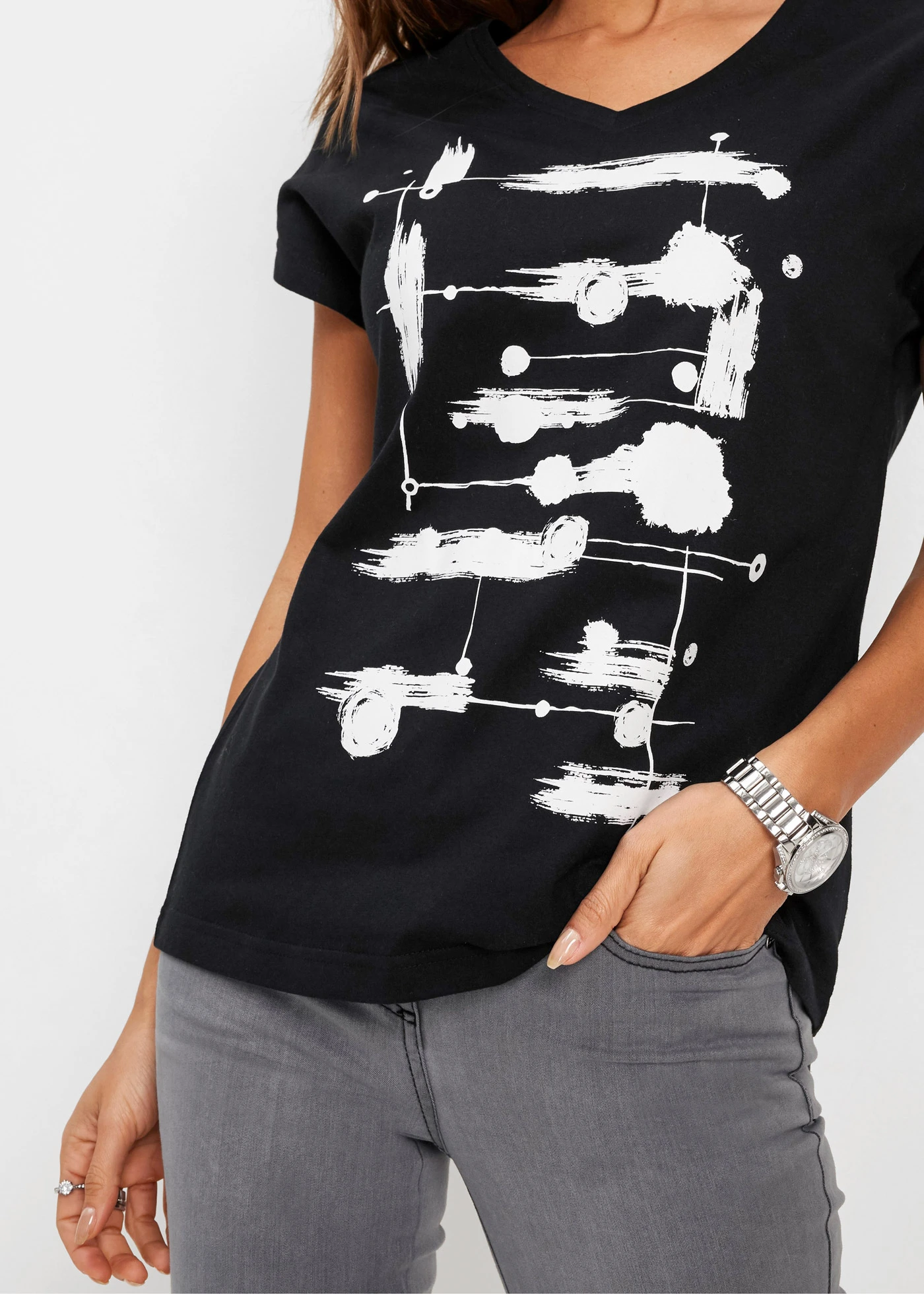 Triko • černo-bílá s potiskem • bonprix obchod