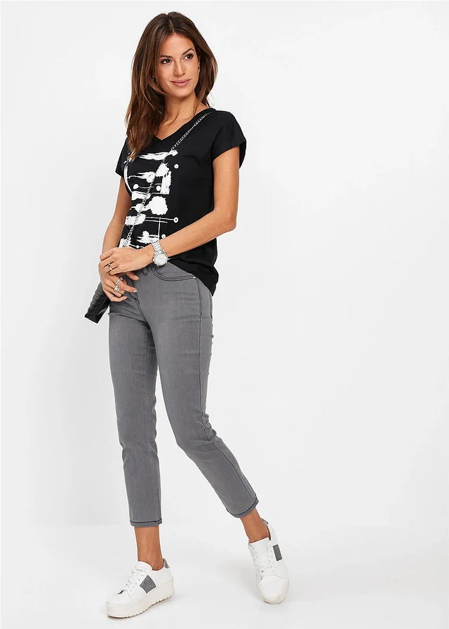 Shirt, Kleur: zwart-wit met print