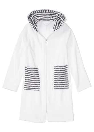 Froté župan z organické bavlny • bílo-šedá s proužky • bonprix obchod