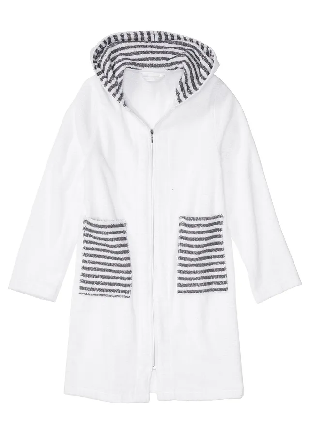 Froté župan z organické bavlny • bílo-šedá s proužky • bonprix obchod