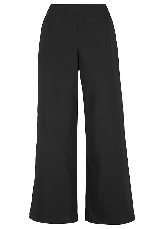 Pantaloni culotte cu bată lată și elastică, bengalină
