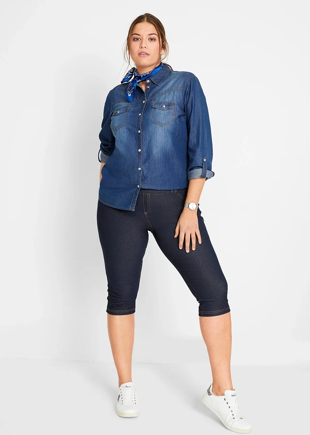 Legging corsaire imitation jean, Couleur: bleu