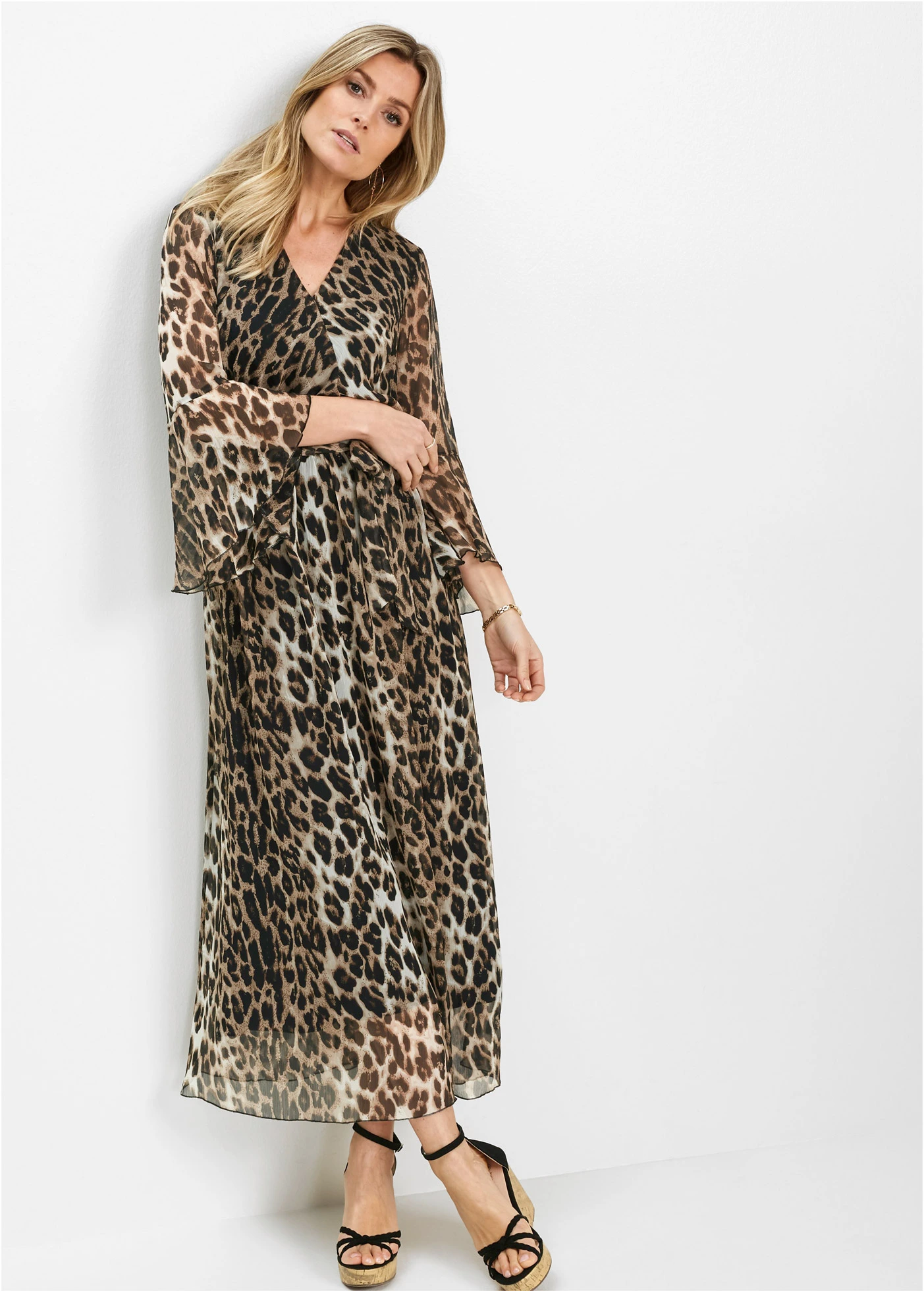 Maxi jurk met luipaardprint • camel-lichtbruin-zwart luipaardprint • bonprix online shop