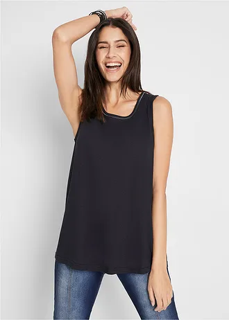Dlouhý udržitelný top s kulatým výstřihem • černá • bonprix obchod