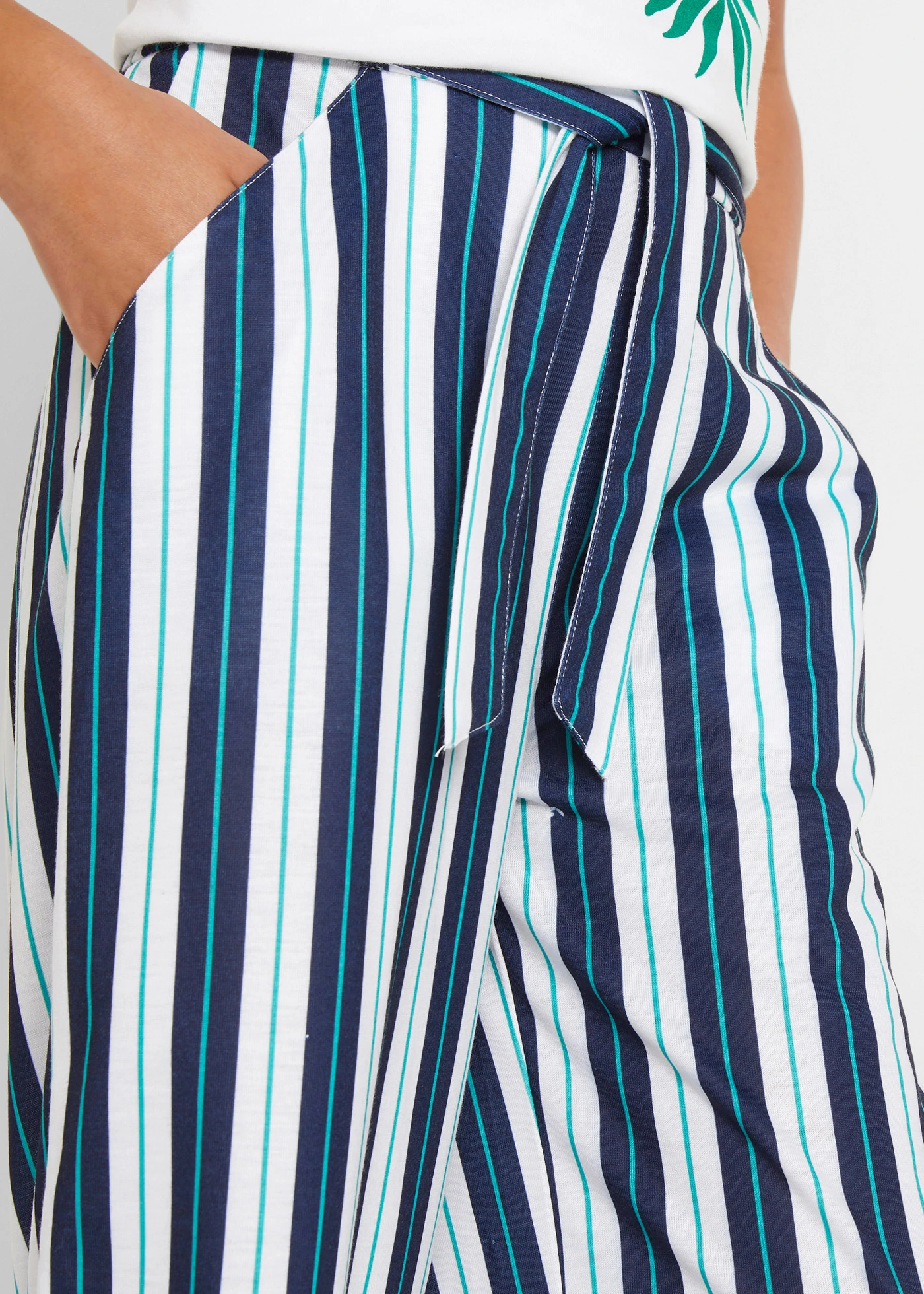 Palazzo broek met elastische band • donkerblauw/wit gestreept • bonprix online shop