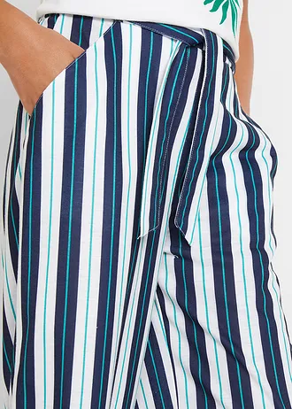 Palazzo broek met elastische band • donkerblauw/wit gestreept • bonprix online shop
