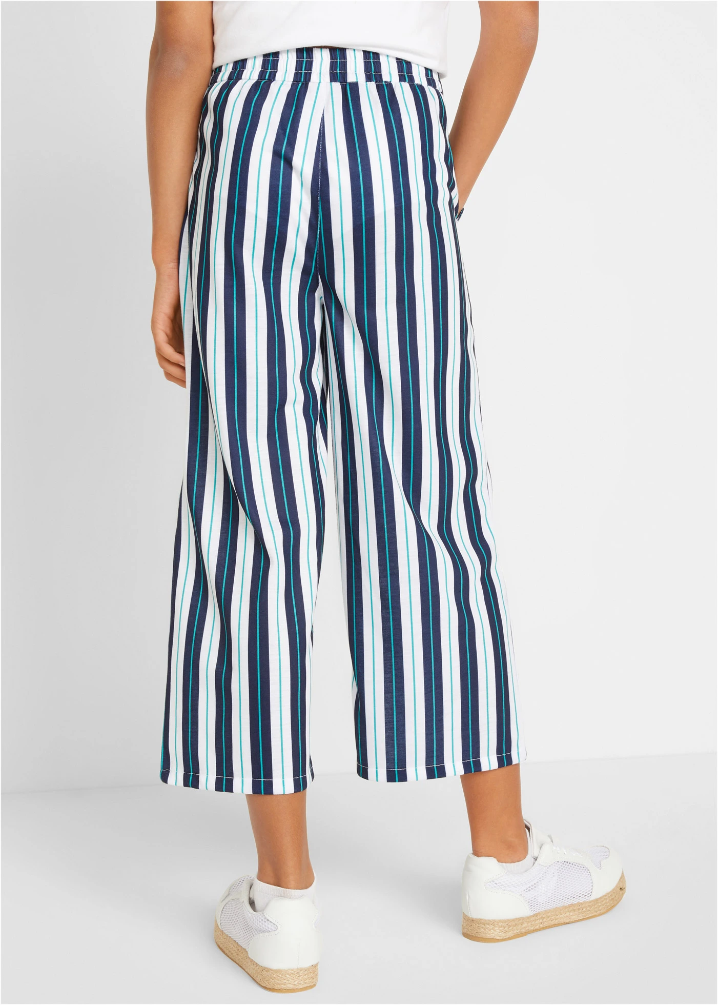 Palazzo broek met elastische band • donkerblauw/wit gestreept • bonprix online shop