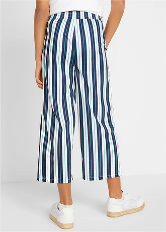 Palazzo broek met elastische band • donkerblauw/wit gestreept • bonprix online shop