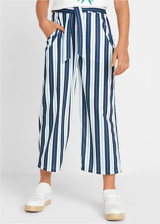 Palazzo broek met elastische band • donkerblauw/wit gestreept • bonprix online shop
