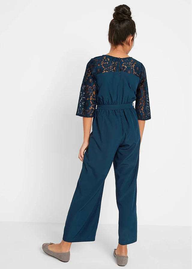 Meisjes jumpsuit met kant, Kleur: donkerblauw