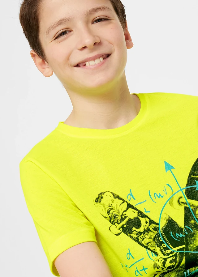 Jongens T-shirt met skater-print • neongeel met print • product-page.page-title-suffix