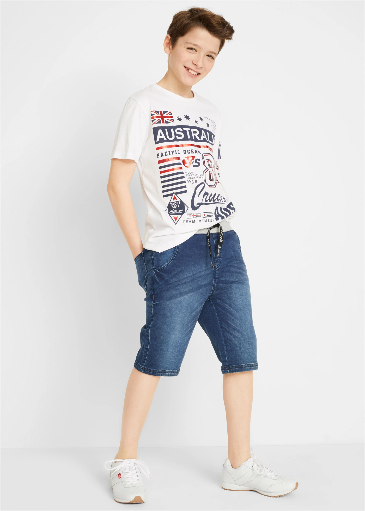 Sweat jeans bermuda • blauw denim • bonprix online shop