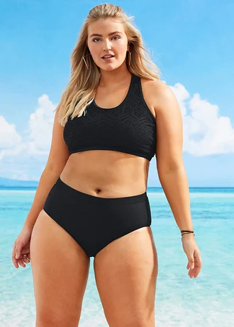 Bikinový podprsenkový top s krajkou, barva: černá