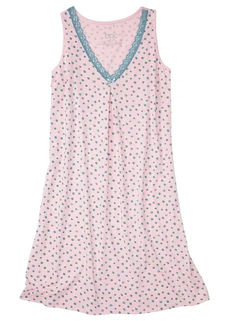 Nuisette courte et douce en viscose mélangée • rose pâle pois menthe • Boutique bonprix