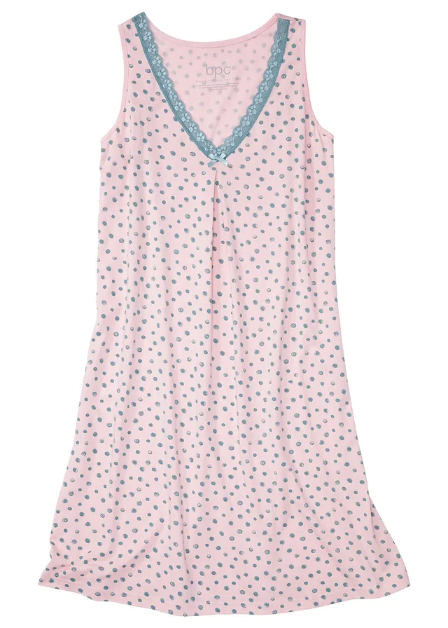 Nuisette courte et douce en viscose mélangée • rose pâle pois menthe • Boutique bonprix
