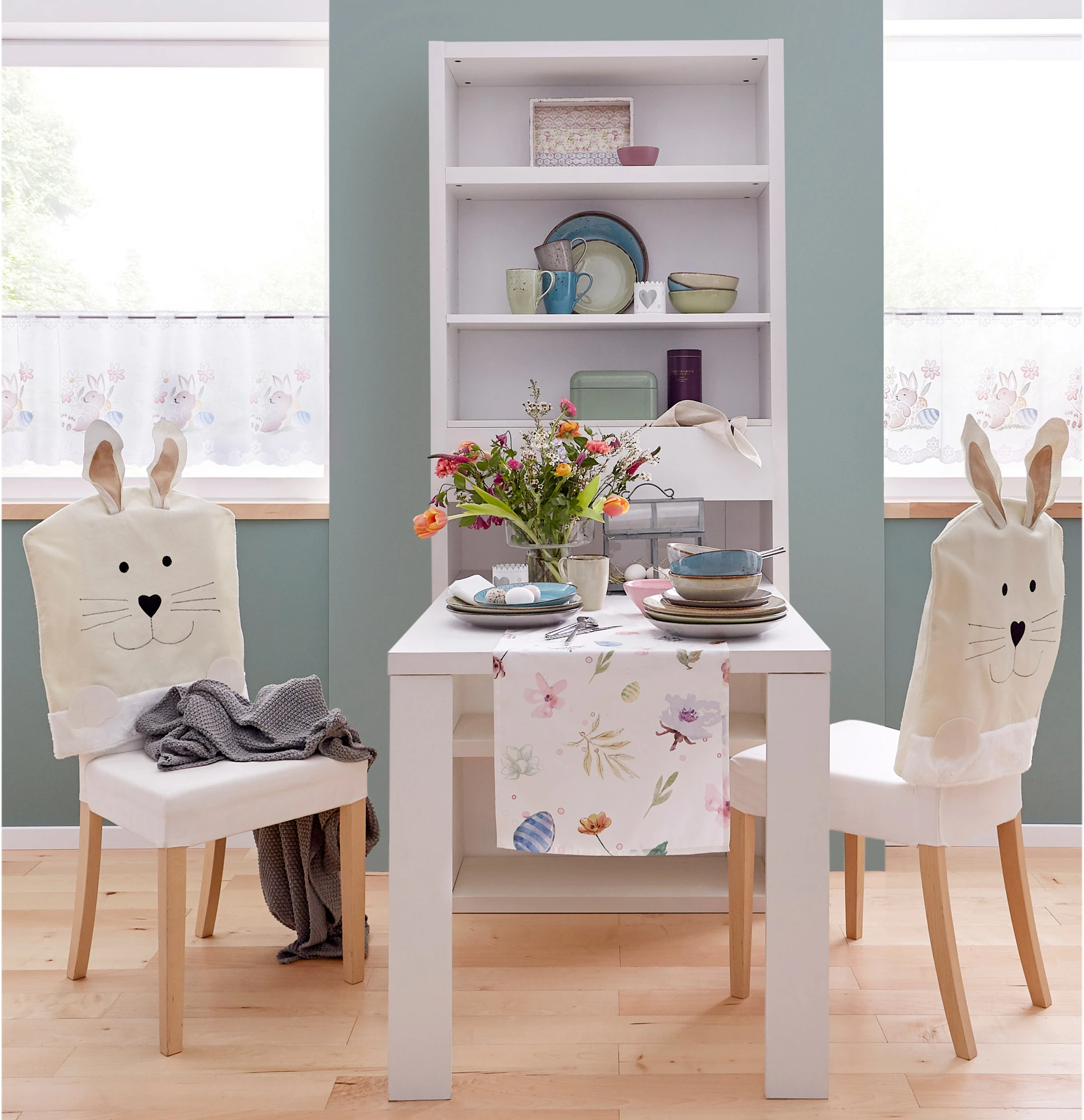 Lot de 4 housses de chaise en forme de lapin • crème • Boutique bonprix
