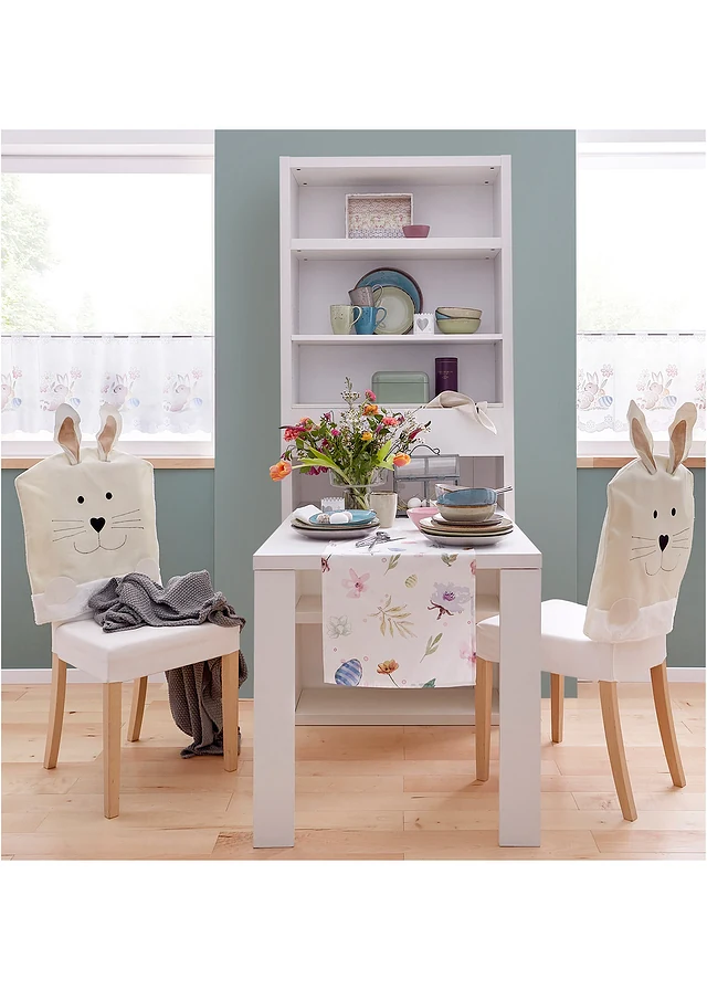Lot de 4 housses de chaise en forme de lapin, Couleur: crème