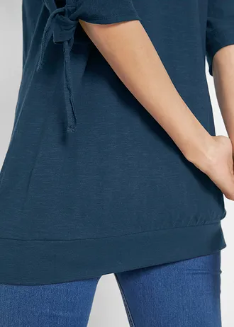 Cold shoulder shirt van katoen, halflange mouw • donkerblauw • bonprix online shop