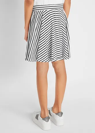 Fustă din jerse din bumbac organic 100% (set/2 buc.) • negru+negru/alb cu dungi • magazin bonprix