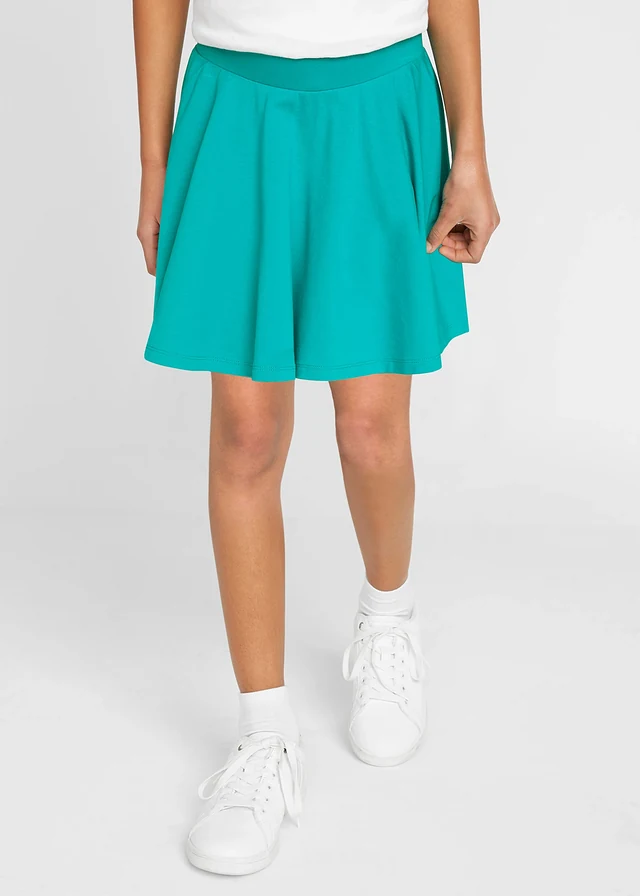 Lot de 2 jupes jersey avec coton, Couleur: émeraude + noir