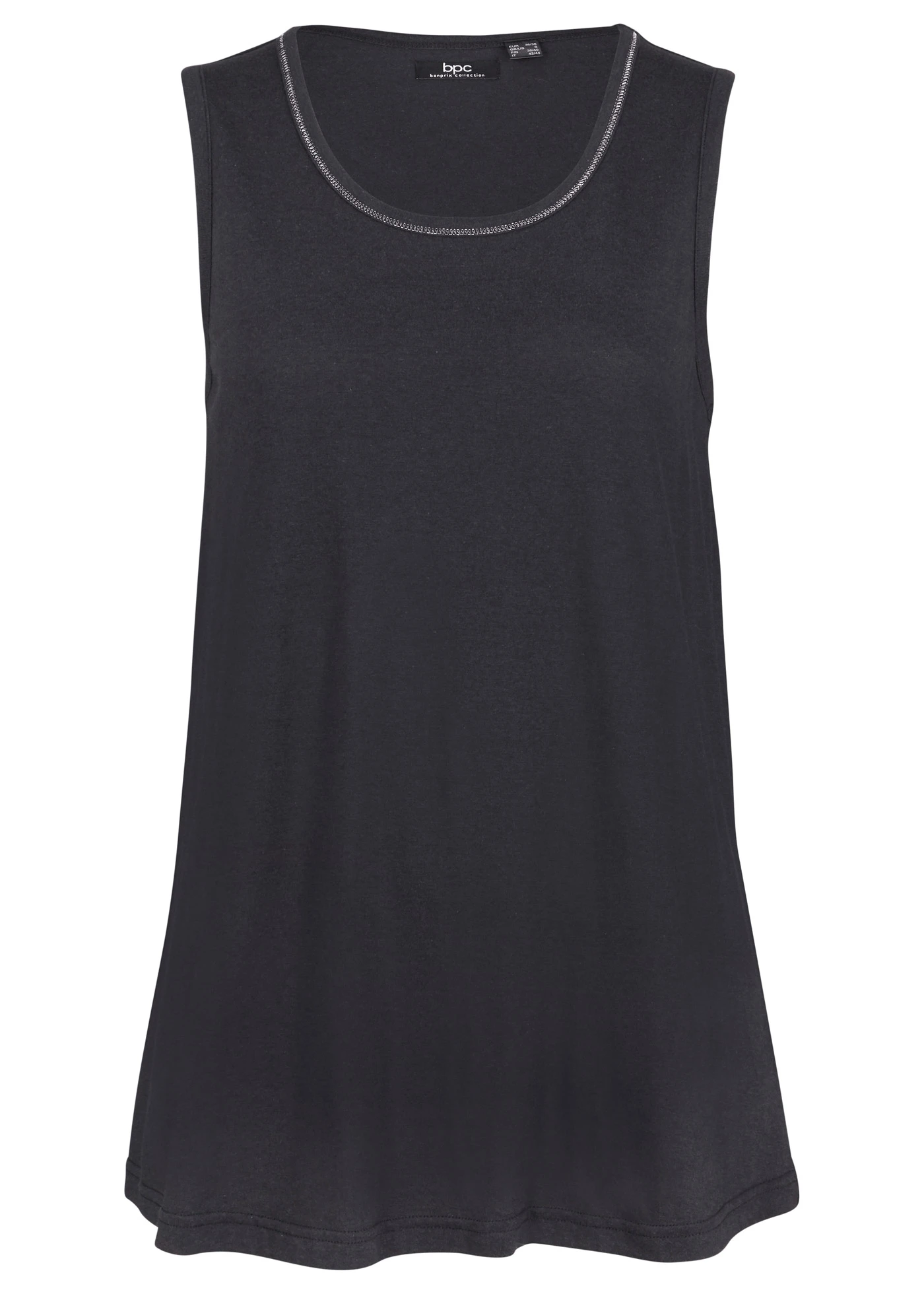 Top lung cu decolteu rotund, sustenabil • negru • magazin bonprix