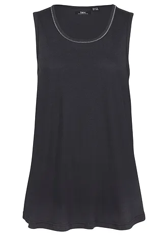 Dlouhý udržitelný top s kulatým výstřihem • černá • bonprix obchod