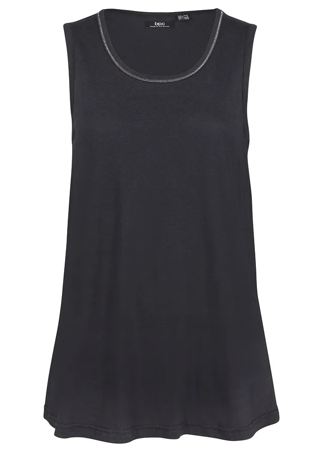 Dlouhý udržitelný top s kulatým výstřihem • černá • bonprix obchod